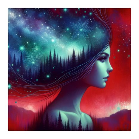 WANDBILD TRAUMHAFTE GALAXIE UND SILHOUETTE - WANDBILDER FRAUEN - BILDER