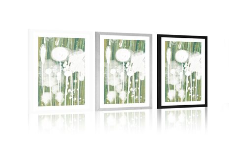 PLAGÁT S PASPARTOU BIELA ABSTRAKCIA STROMOV - MOTÍVY Z NAŠEJ DIELNE - PLAGÁTY