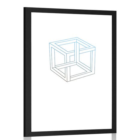 POSTER WITH PASSEPARTOUT MINIMALIST CUBE
