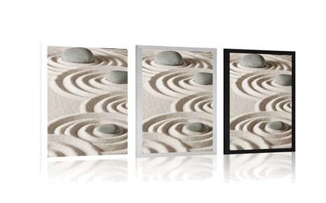 PLAKÁT ZEN KAMENY V PÍSČITÝCH KRUZÍCH - FENG SHUI - PLAKÁTY