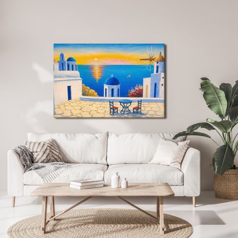 WANDBILD GRIECHISCHE INSEL BEI SONNENUNTERGANG - BILDER MEER UND STRAND - BILDER