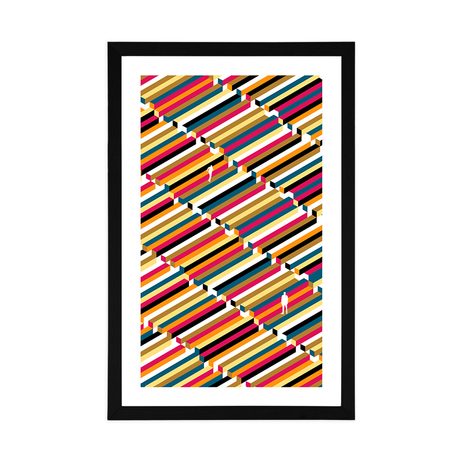 POSTER MIT PASSEPARTOUT MENSCHEN AUF GEMUSTERTEM HINTERGRUND - MOTIVE AUS UNSERER WERKSTATT - POSTER