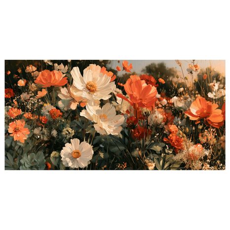 CANVASTAVLA ORANGEVITA BLOMMOR I SKYMNING - BLOMTAVLOR - TAVLOR