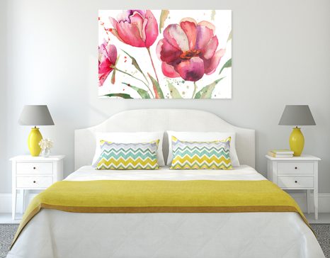 WANDBILD WUNDERSCHÖNE TULPEN IM INTERESSANTEN DESIGN - BILDER BLUMEN - BILDER