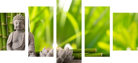 5-DIELNY OBRAZ HARMONICKÝ BUDHA - OBRAZY FENG SHUI - OBRAZY