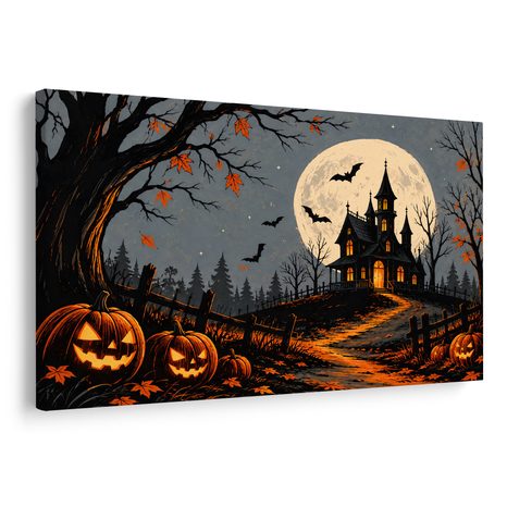 WANDBILD SPUKHAUS UNTER DEM VOLLMOND - HALLOWEEN- UND HORROR-BILDER - BILDER