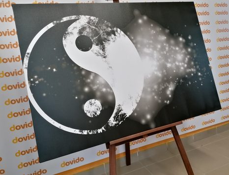 КАРТИНА НА ПЛАТНО – СИМВОЛ ИН И ЯН В ЧЕРНО-БЯЛ ВАРИАНТ - ЧЕРНО-БЕЛИ КАРТИНИ - КАРТИНИ