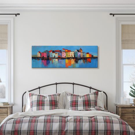 WANDBILD REFLEXIONEN STÄDTISCHER FARBEN - BUNTE HÄUSER - BILDER