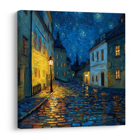 OBRAZ ZÁŘIVÁ LAMPY NOC - OBRAZY MĚSTA - OBRAZY