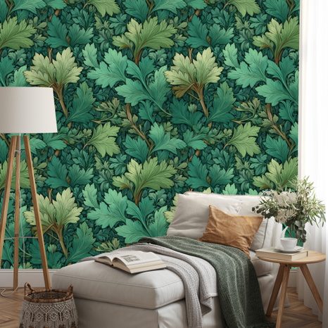 SAMOLEPÍCÍ TAPETA ZELENÉ LISTY V KLASICKÉM STYLU - TAPETY LISTY - TAPETY