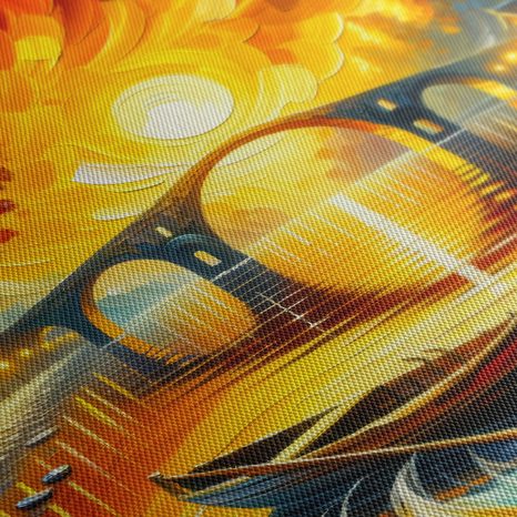 WANDBILD HERBSTLANDSCHAFT MIT BOOT - BILDER VON SONNENAUFGANG UND SONNENUNTERGANG - BILDER