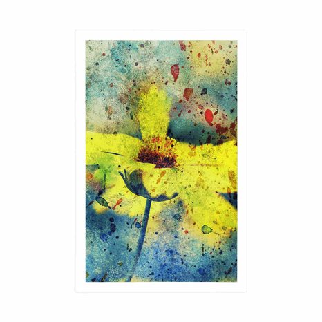 POSTER GELBE BLUME MIT EINEM VINTAGE-HAUCH - VINTAGE UND RETRO - POSTER