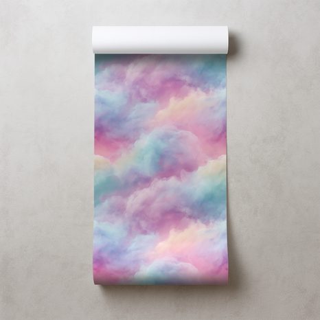 TAPETE PASTELLFARBENE REGENBOGENWOLKEN - KINDERTAPETEN - TAPETEN