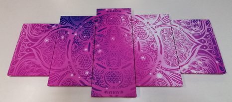 5-DÍLNÝ OBRAZ INDICKÁ MANDALA S GALAKTICKÝM POZADÍM - OBRAZY FENG SHUI - OBRAZY