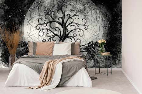 TAPETA ČERNOBÍLÝ MAGICKÝ STROM ŽIVOTA - ČERNOBÍLÉ TAPETY - TAPETY