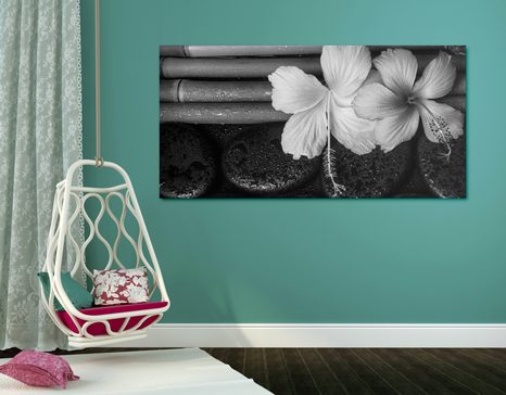 WANDBILD WELLNESS-STILLLEBEN IN SCHWARZ-WEISS - SCHWARZ-WEISSE BILDER - BILDER