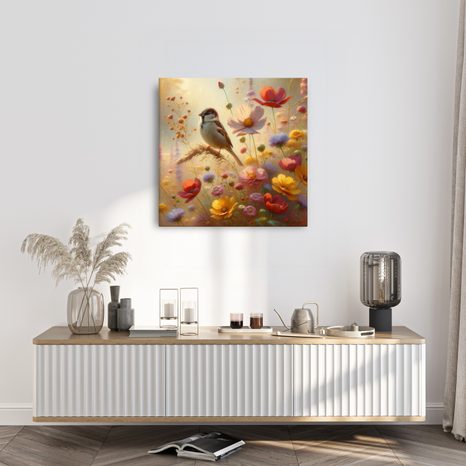 OBRAZ PTÁČEK V ROZKVETLÉ PŘÍRODĚ - OBRAZY PTÁCI - OBRAZY