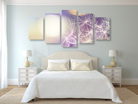 TABLOU 5-PIESE VEDERE DETALIATĂ LA PĂPĂDIE - TABLOU FLORI - TABLOURI