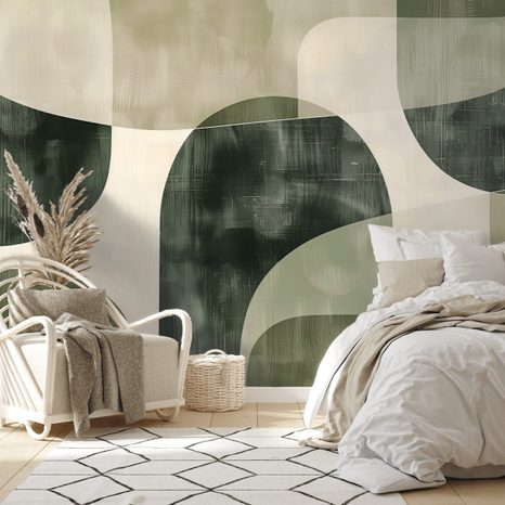 SAMOLEPIACA TAPETA ABSTRAKTNÉ ZELENÉ OBLÚKY - ABSTRAKTNÉ TAPETY - TAPETY