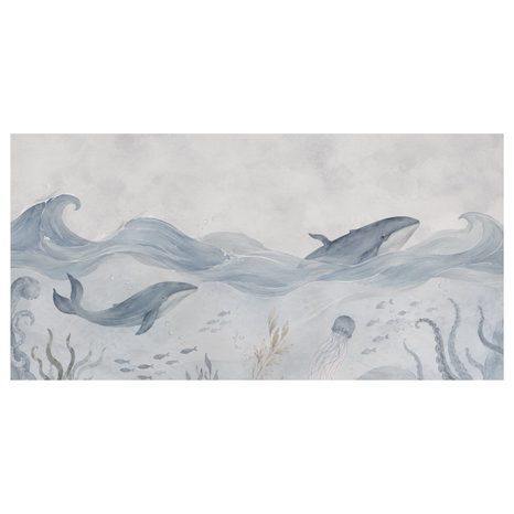 TABLEAU SUR TOILE – MONDE SOUS-MARIN AVEC DES BALEINES - TABLEAUX DE BALEINE - TABLEAUX