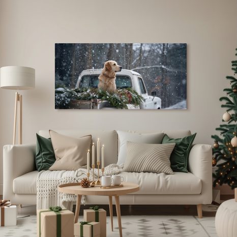 VÁNOČNÍ OBRAZ ADVENTNÍ PES V ZIMĚ - VÁNOČNÍ A ZIMNÍ OBRAZY - PICTURES