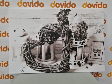 WANDBILD IM VINTAGE-STIL IN SCHWARZ-WEISS - SCHWARZ-WEISSE BILDER - BILDER