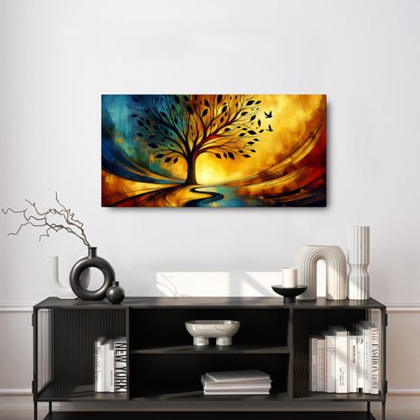 OBRAZ MAJESTÁTNÍ STROM ŽIVOTA S PTÁKY - OBRAZY STROMY ŽIVOTA - OBRAZY
