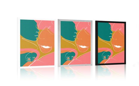 PLAKÁT ŠŤASTNÝ PÁR V PASTELOVÝCH BARVÁCH - MOTIVY Z NAŠÍ DÍLNY - PLAKÁTY