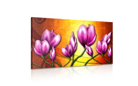 OBRAZ RŮŽOVÉ KVĚTY V ETNO STYLU - ABSTRAKTNÍ OBRAZY - OBRAZY