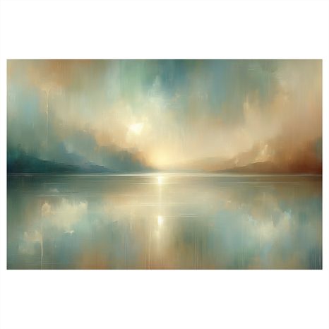 WANDBILD RUHIGER SEE BEI SONNENUNTERGANG - BILDER SEEN - BILDER