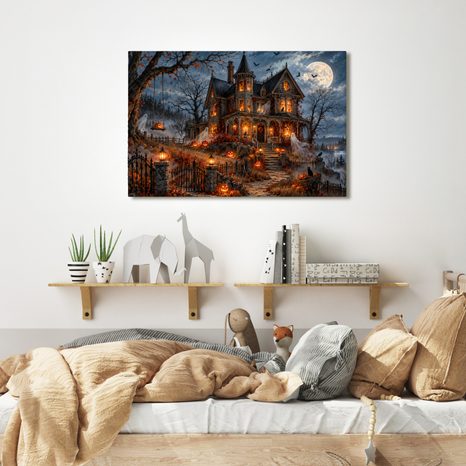 WANDBILD SPUKHAUS IM MONDSCHEIN - HALLOWEEN- UND HORROR-BILDER - BILDER