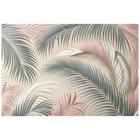 SAMOLEPÍCÍ TAPETA PASTELOVÉ PALMOVÉ LISTY NA BÉŽOVÉ - TAPETY LISTY - TAPETY