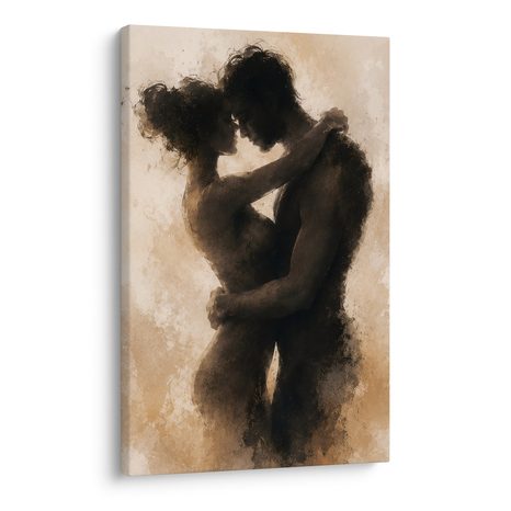 TABLEAU SUR TOILE – SILHOUETTE INTIME D’UN COUPLE AMOUREUX - TABLEAUX D'AMOUR - TABLEAUX