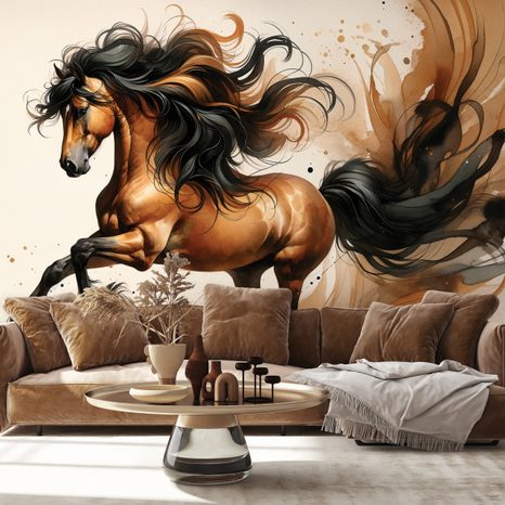 SAMOLEPÍCÍ FOTOTAPETA DIVOKÝ AKVARELOVÝ KŮŇ - ΤΑΠΕΤΣΑΡΊΑ ΑΛΌΓΩΝ - ΤΑΠΕΤΣΑΡΊΕΣ