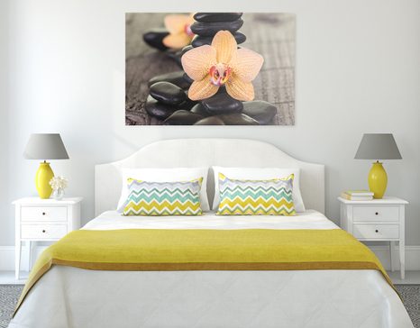 QUADRO SU TELA – ORCHIDEA GIALLA E PIETRE ZEN - STAMPE E QUADRI - 🔥 SVENDITA TOTALE