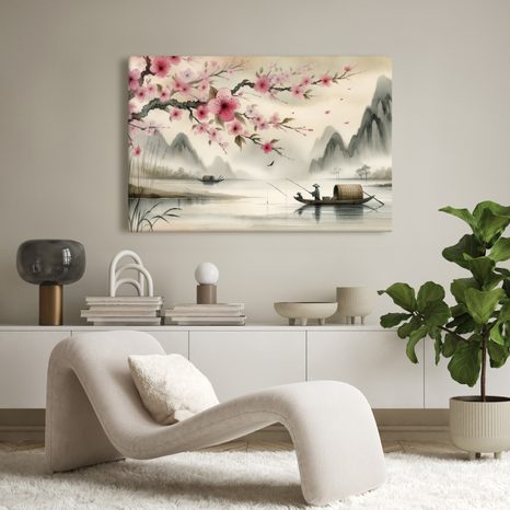 OBRAZ TRADIČNÝ RYBÁR NA RIEKE - OBRAZY JAZERÁ - OBRAZY