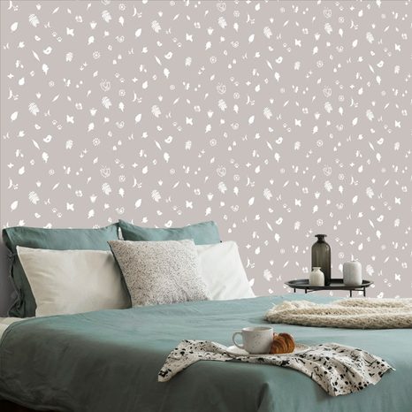 SELF ADHESIVE WALLPAPER FOLKLORE THEME IN BROWN DESIGN - SELF-ADHESIVE WALLPAPERS - WALLPAPERS