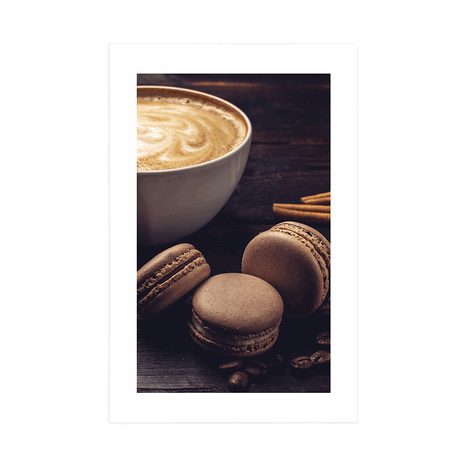 POSTER – CAFFÈ CON MACARONS AL CIOCCOLATO - CON MOTIVO CUCINA - POSTER
