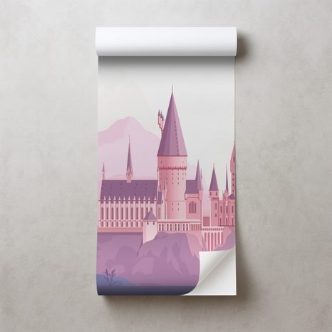 SAMOLEPÍCÍ TAPETA KOUZELNÝ RŮŽOVÝ HRAD V HORÁCH - DĚTSKÉ TAPETY - TAPETY