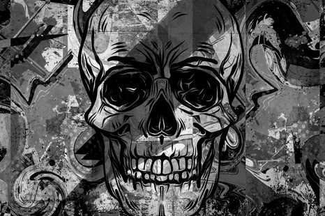 SELBSTKLEBENDE TAPETE TOTENKOPF IN SCHWARZ-WEISS - SELBSTKLEBENDE TAPETEN - TAPETEN
