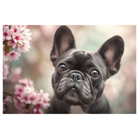 OBRAZ ROZTOMILÝ BULDOČEK MEZI KVĚTY - OBRAZY PSI - OBRAZY