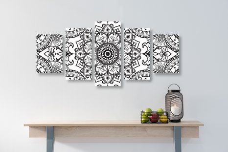TABLOU 5-PIESE ORNAMENT ÎN ALB-NEGRU - TABLOURI ALB-NEGRU - TABLOURI