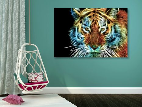 WANDBILD TIGERKOPF IM ABSTRAKTEN DESIGN - BILDER TIERE - BILDER