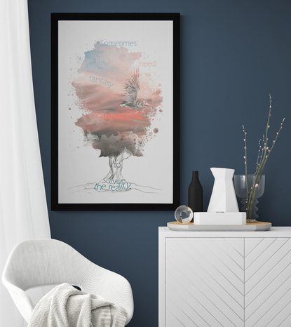 PLAKÁT S PASPARTOU MOTIVAČNÍ CITÁT O FANTAZII - MOTIVY Z NAŠÍ DÍLNY - PLAKÁTY