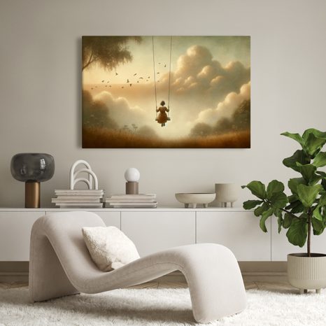 WANDBILD MÄDCHEN AUF DER SCHAUKEL - BILDER VON MENSCHEN - BILDER