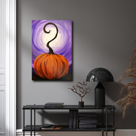 QUADRO SU TELA – ZUCCA MAGICA NELLA NOTTE - QUADRI HALLOWEEN E HORROR - STAMPE E QUADRI