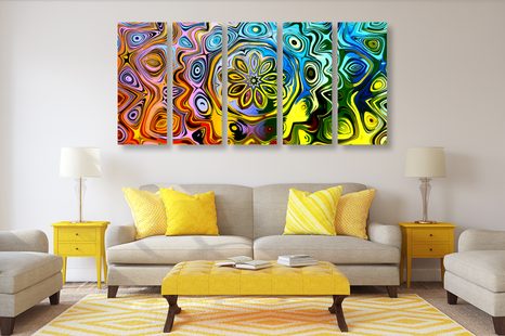 5-DIELNY OBRAZ KREATÍVNE FAREBNÉ UMENIE - ABSTRAKTNÉ OBRAZY - OBRAZY