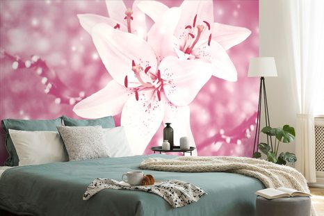 SELF ADHESIVE WALL MURAL LILY IN A PINK DRESS - SELF-ADHESIVE WALLPAPERS - WALLPAPERS