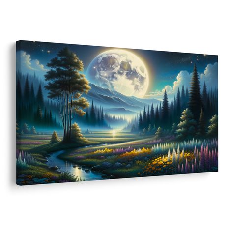 TABLOU VALE MAGICĂ ÎN LUMINA LUNII - TABLOU PĂDURE - TABLOURI