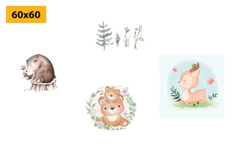 SET DI QUADRI – ANIMALI IN COLORI TENUI - COLLEZIONI DI QUADRI - STAMPE E QUADRI